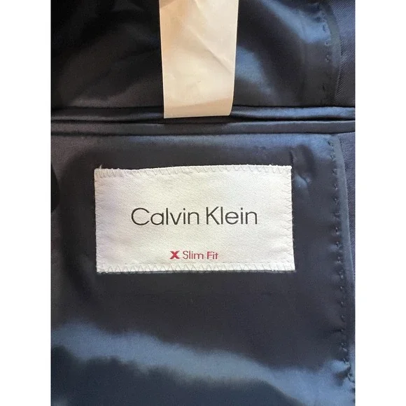 Calvin‎ Klein Navy Slim Fit Stretch Wool Blazer Sport Coat Jacket